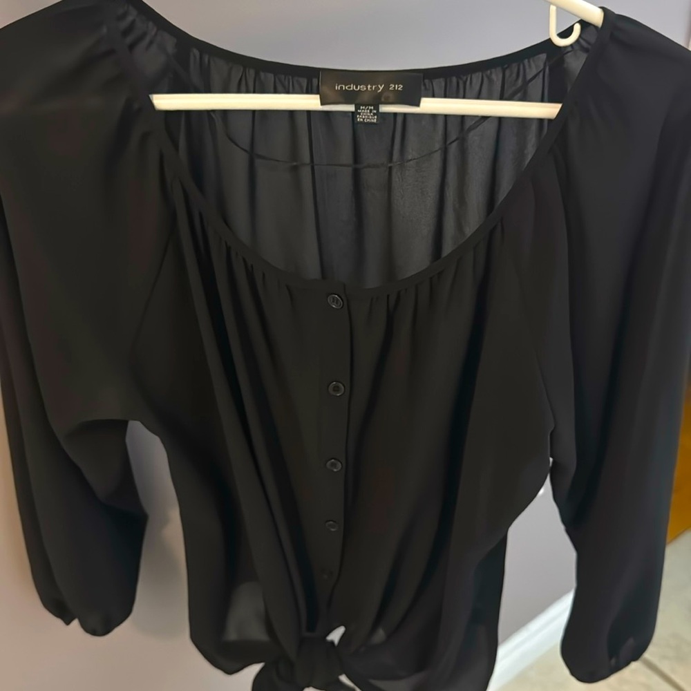 Black Button-Up Women's Top